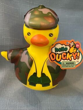 Hello Ducky! Camo Duck Squishy Toy - Yellow & Green